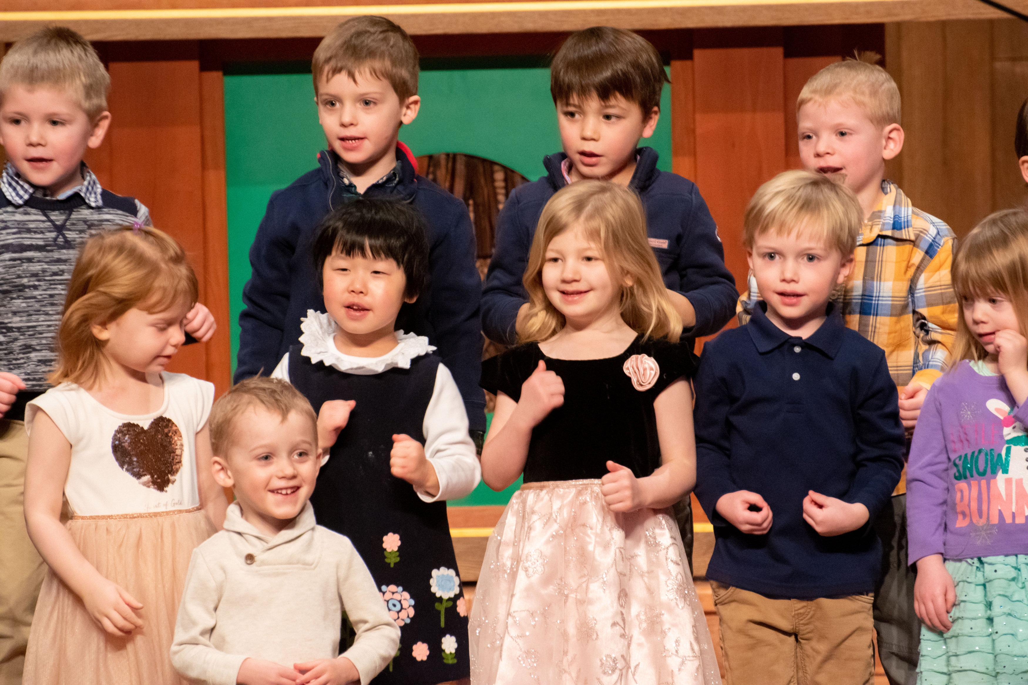 A group of ECC students sings at a Sunday morning service