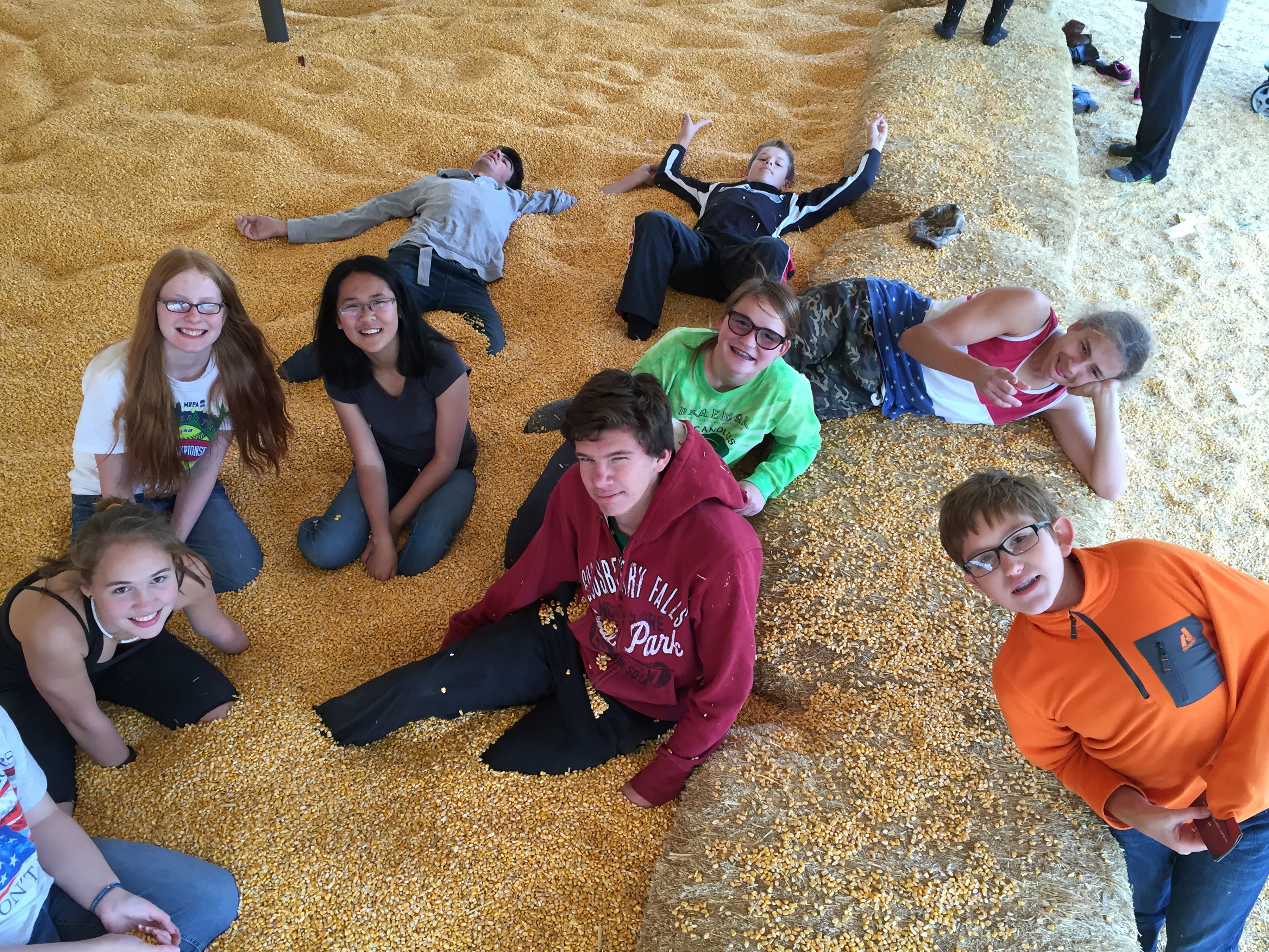 Group of youth at Severs Corn Maze.